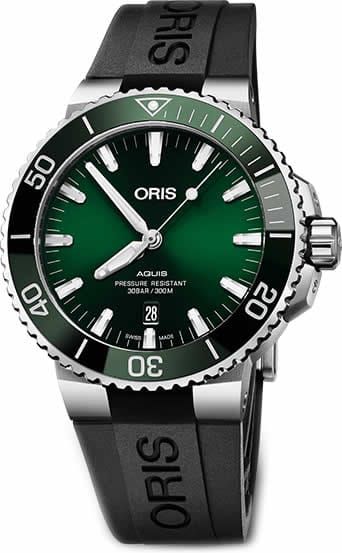 Swiss Luxury Replica ORIS AQUIS DATE GREEN DIAL ON STRAP watch 01 733 7730 4157-07 4 24 64EB